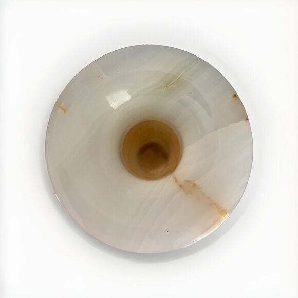 12” Onyx Marble Stone Table Vase Tall Heavy Genuine Polished Flower Cream Ivory - Picture 8 of 14